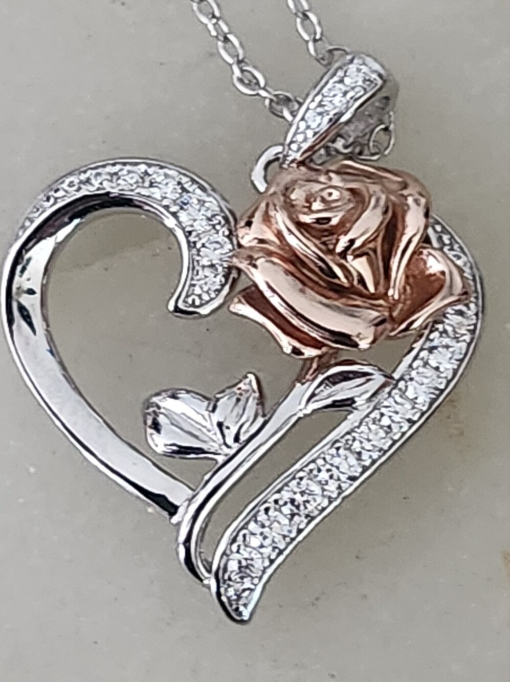 JCM 925 Sterling Silver CZ Heart Pendant Necklace